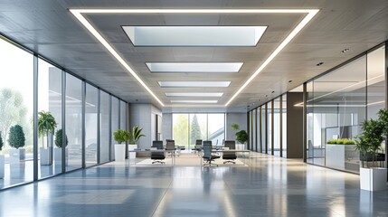 Poster - Modern Office Interior with Glass Walls