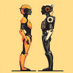 Poster - Futuristic Robots Facing Each Other in a Modern Design
