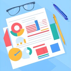 Poster - Business Data Analysis Report With Charts and Glasses