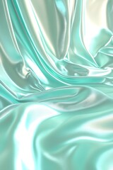 Aufkleber - A smooth, shimmering fabric in a light teal color, showcasing elegant folds and reflections that enhance its luxurious appearance.