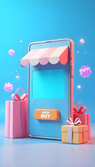 online shopping interface with a large smartphone