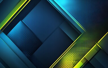Poster - A vibrant abstract design featuring geometric shapes in blue and green gradients with textured elements.