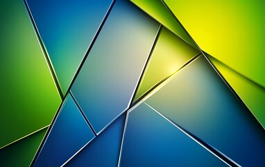 Fototapete - A vibrant geometric pattern featuring overlapping blue and green triangles, creating a modern and dynamic visual effect.