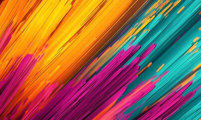 Fototapete - A vibrant abstract image featuring dynamic streaks of orange, teal, and pink, showcasing bold colors and motion.
