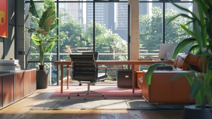 Sticker - Modern Office with City View