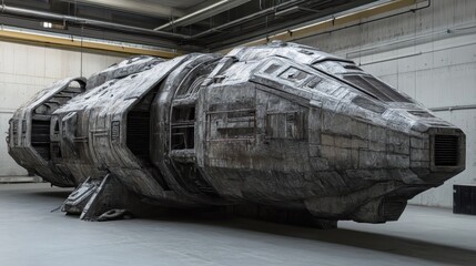 Poster - Futuristic Spaceship Model in Industrial Design Setting