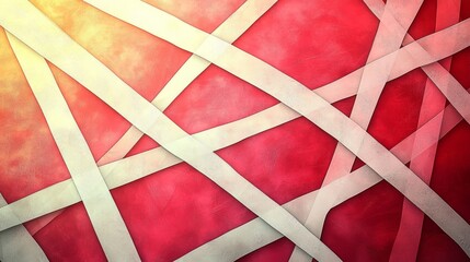 Aufkleber - The artwork features an array of white lines intertwined against a rich red backdrop, creating an energetic and modern abstract composition that captivates attention.