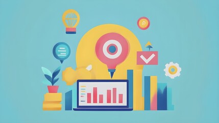 Poster - Business Growth and Strategy   Data Analysis  Target  Success Illustration