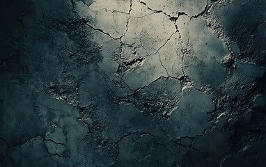 Poster - Cracked surface texture with dark tones, creating an abstract, gritty backdrop that conveys age and wear.