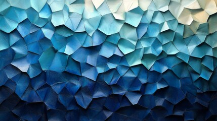 Aufkleber - The artwork features a stunning array of blue paper pieces layered together, creating a dynamic texture that resembles ocean waves. The deep and light shades blend harmoniously.