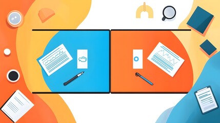 Poster - Business Analysis Comparison Chart Blue And Orange