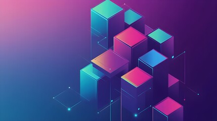 Poster - Abstract 3D Isometric Geometric Shapes Background