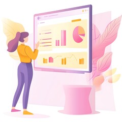 Poster - Woman Analyzing Business Data on Computer Screen
