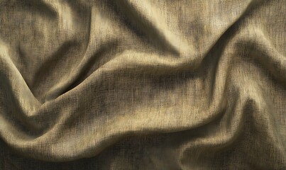 Poster - A close-up of textured, wavy fabric in rich golden tones, showcasing intricate patterns and a luxurious sheen.