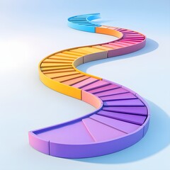 Poster - Colorful Winding Staircase Steps 3D Render