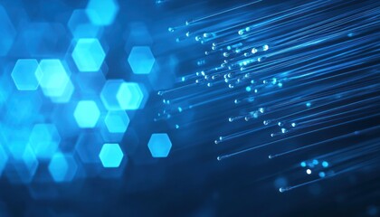 Aufkleber - Abstract Blue Background with Fiber Optic Cables