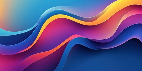 Aufkleber - Abstract Colorful Wavy Shapes with Gradient Colors