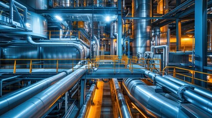 Poster - Modern Factory Architecture with Massive Pipes and Structures