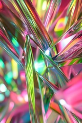Leinwandbilder - A vibrant close-up of crystalline structures reflecting various colors, showcasing intricate details and a dazzling play of light.