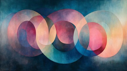 Leinwandbilder - This captivating artwork showcases a series of large, translucent circles that overlap beautifully, creating a mesmerizing blend of colors that evoke a sense of harmony and depth.