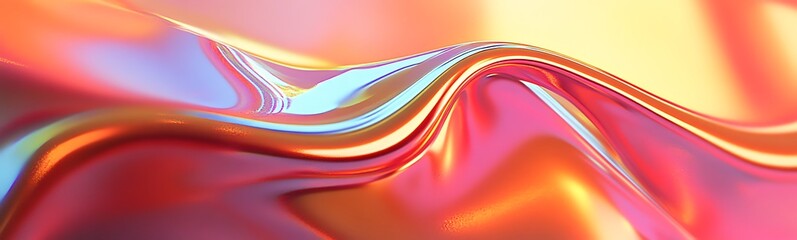 Poster - A vibrant, colorful wave of fabric, showcasing smooth, shiny textures and striking hues that blend harmoniously.
