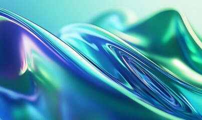 Aufkleber - A vibrant abstract image showcasing flowing waves in shades of blue and green, creating a dynamic, fluid visual effect.