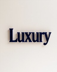 Poster - Minimalist Velvet Luxury Letters in Elegant Dark Blue on Cream Background