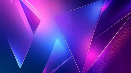 Poster - A vibrant abstract design featuring triangular shapes in shades of blue, purple, and pink, illuminated with glowing effects.