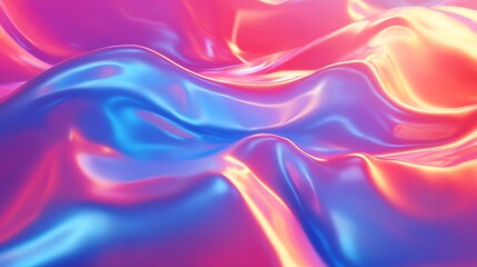 Aufkleber - A vibrant, abstract image of flowing fabric in shades of pink and blue, showcasing smooth textures and light reflections.