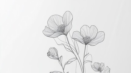 abstract continuous line flower drawings, showcasing elegant and minimal plant forms, perfect for mi
