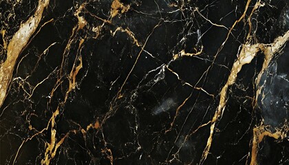 Aufkleber - A polished black marble surface featuring striking gold veins, perfect for luxurious interiors and modern designs.