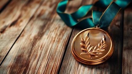 gold demonstration trophy medals with ribbon for national or sport even organization competition. aw