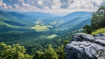 Scenic mountain overlook with a viewpoint featuring breathtaking views of valleys and peaks inviting reflection and tranquility