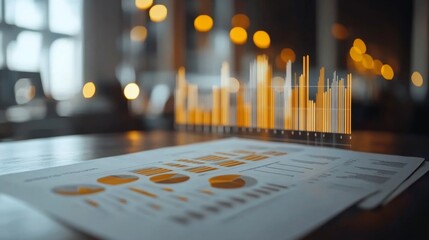 Poster - 3D Financial Charts in Soft Light Business Environment