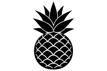 Pineapple with Leaves | isolated vector silhouette illustration on white background