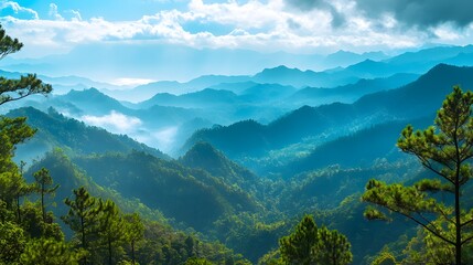 scenic viewpoint with panoramic views of mountain ranges and valleys inviting adventure and apprecia