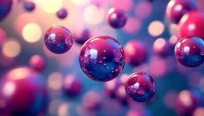 Poster - Colorful spheres float against a blurred background, creating an ethereal and abstract visual effect.