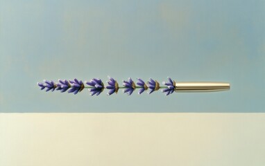Poster - Minimalist Pastel Image of Pen Wrapped in Lavender - Concept of Calm Elegance