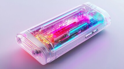 Poster - artistic representation of a quantum calculator, emphasizing its advanced technology against a stark white background.
