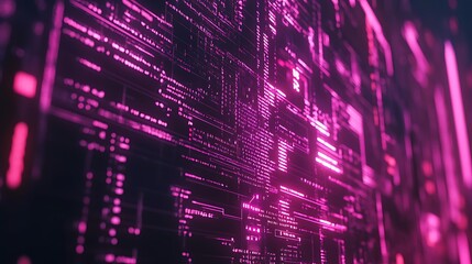 Aufkleber - A dynamic close-up view of digital circuits with vibrant pink light patterns, symbolizing advanced technology and data processing.