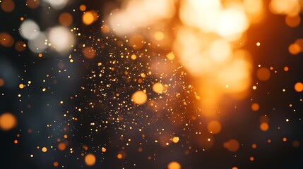 Poster - A mesmerizing display of shimmering particles illuminated by warm light, creating a magical atmosphere.