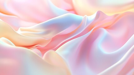 Poster - A close-up of soft, iridescent fabric in pastel shades, displaying flowing folds and a gentle sheen.