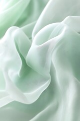 Poster - Delicate mint green fabric gently draped, showcasing its soft texture and airy appearance. Perfect for fashion or home decor applications.
