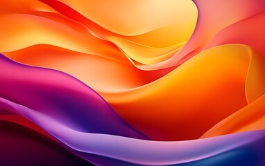 Poster - A vibrant abstract design with flowing waves of orange, purple, and pink colors creating a harmonious and dynamic visual experience.