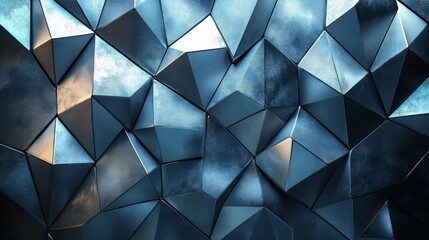 Leinwandbilder - The artwork showcases a dynamic arrangement of triangular shapes in various shades of blue, creating a striking visual texture that adds depth to contemporary environments.