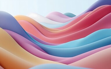 Poster - A serene landscape of colorful, flowing waves in pastel tones evokes tranquility and beauty.
