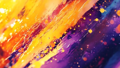 Fototapete - A vibrant abstract artwork featuring swirling hues of orange, yellow, and purple, blending seamlessly to create an energetic visual effect.