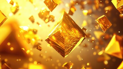 Poster - golden geometric shapes in dynamic motion