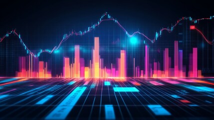 Poster - Vibrant 3D Financial Market Analysis Visual