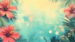 © pinporn manosri - Tropical Floral Background with Hibiscus Flowers